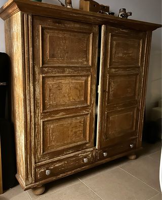 Armario de madera rústico antigua 1925 con 2 cajon