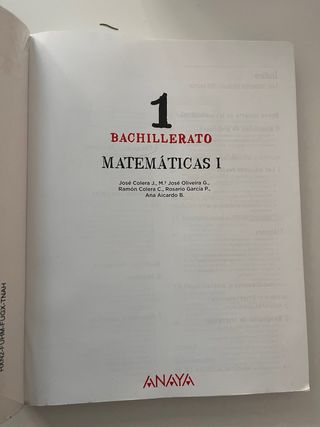 Matemáticas 1, 1*bachillerato, Anaya 