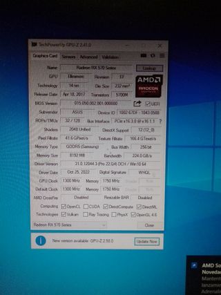 Tarjeta Gráfica ASUS ROG Strix RX 570 8GB GDDR5