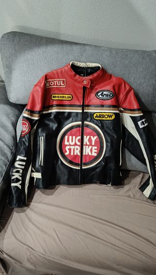 Chaqueta de Piel para Moto Estilo Racing