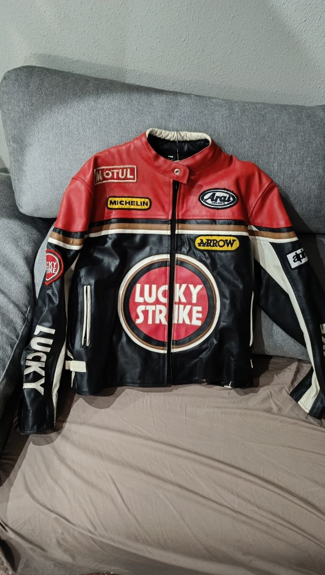 Chaqueta de Piel para Moto Estilo Racing