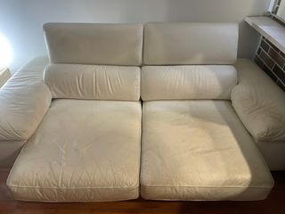 Sofá de piel crema 230 cm extensible
