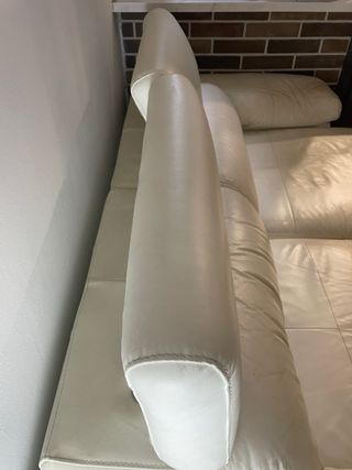 Sofá de piel crema 230 cm extensible
