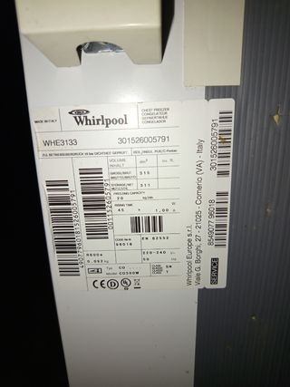 Congelador Horizontal Whirlpool WHE3133