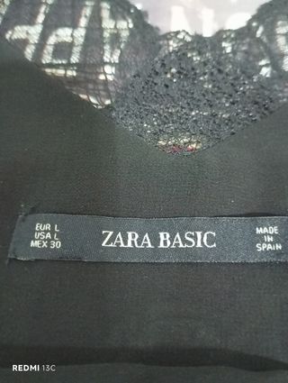 Top Lencero Zara Basic Negro Talla L