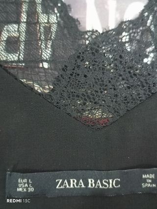 Top Lencero Zara Basic Negro Talla L