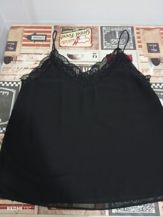 Top Lencero Zara Basic Negro Talla L