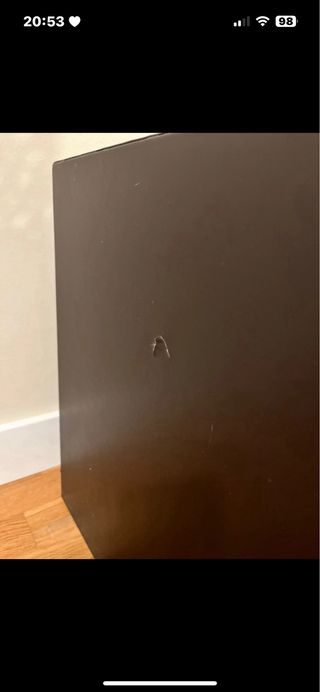 Mesa auxiliar pespunte madera y mimbre