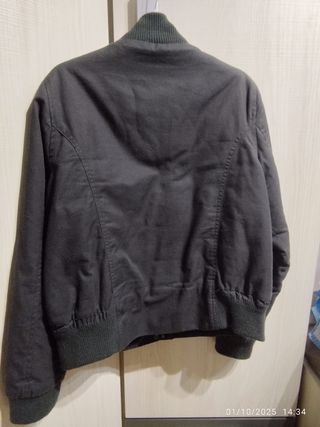 Chaqueta Bomber Sarga Mujer Talla L Negra 