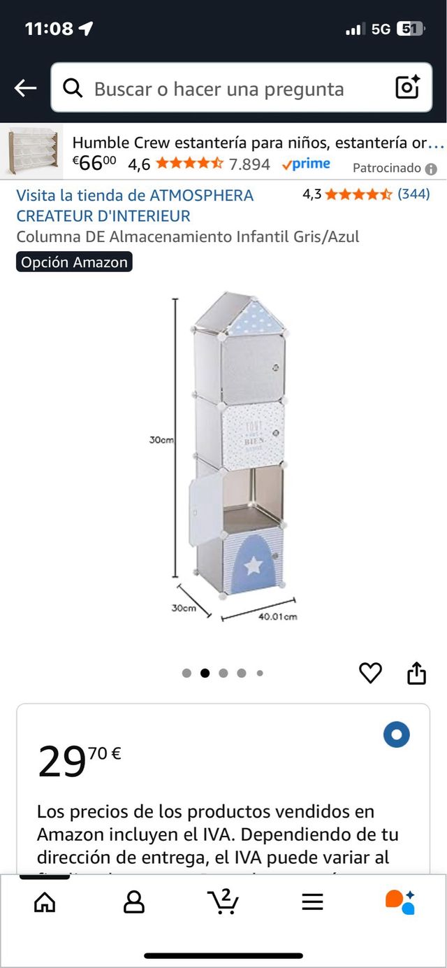 Colonna di stoccaggio per bambini grigio/blu. Rif. 41