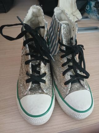 Scarpe sneakers glitter argento e blu