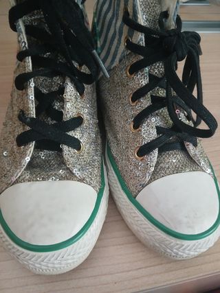 Scarpe sneakers glitter argento e blu