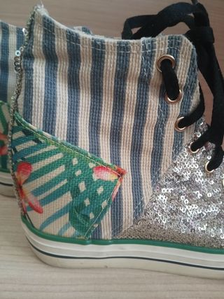 Scarpe sneakers glitter argento e blu