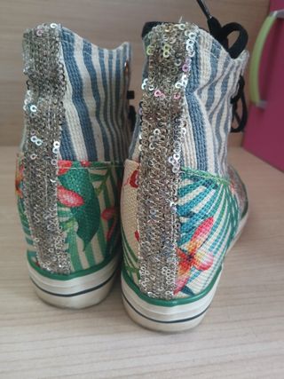 Scarpe sneakers glitter argento e blu