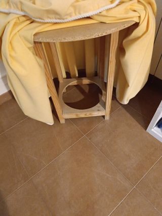 Mesa camilla  70 cm con cubre de algodón y tapete 