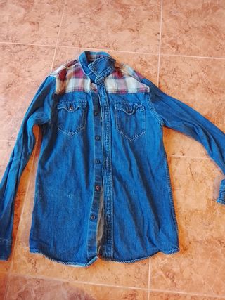 Camisa Vaquera Hombre Azul Multicolor