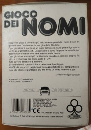 Gioco dei Nomi - Gioco da viaggio