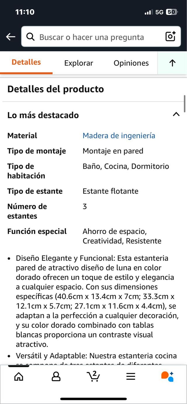 Prateleiras de parede em madeira dourada e metal. Ref. 84