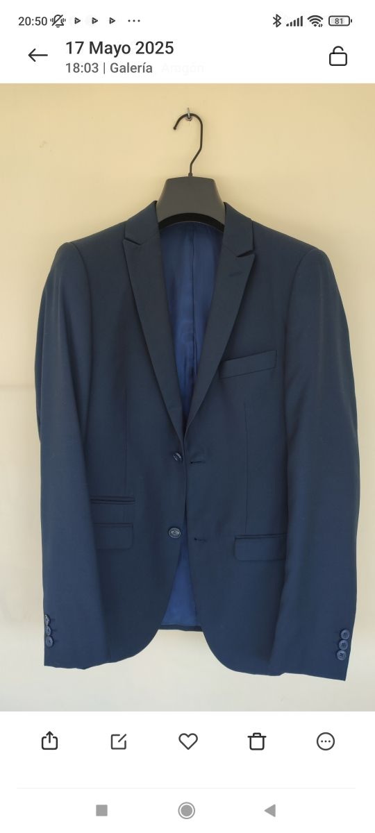 Traje azul marino T-36 Slim + 2 camisas algodón