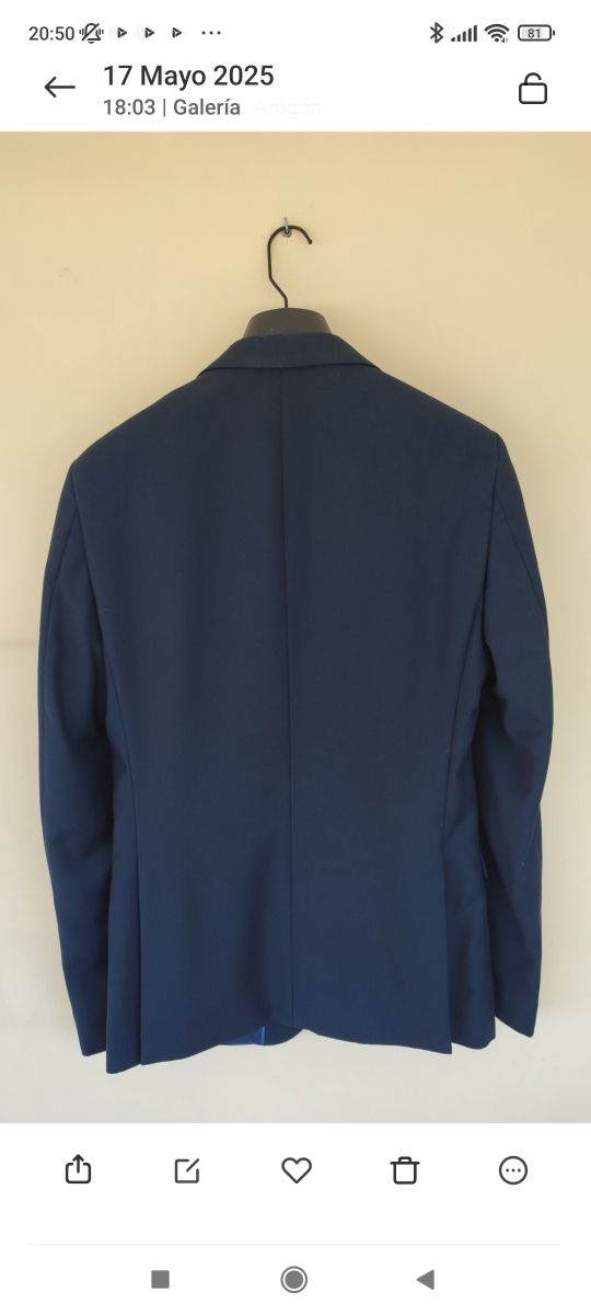 Traje azul marino T-36 Slim + 2 camisas algodón