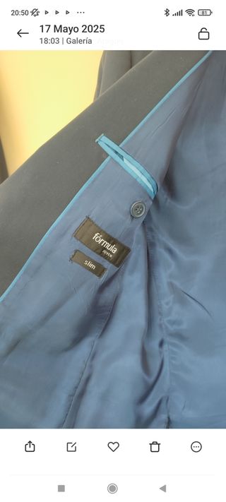 Traje azul marino T-36 Slim + 2 camisas algodón 