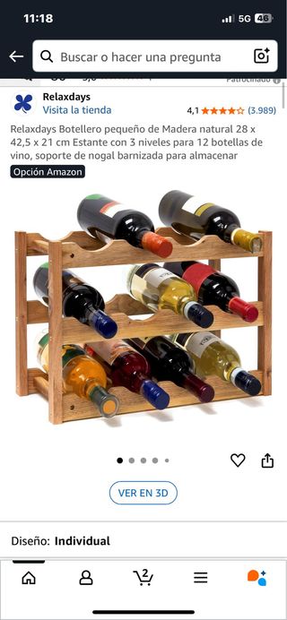 Botellero de madera para 12 botellas. Ref. 42
