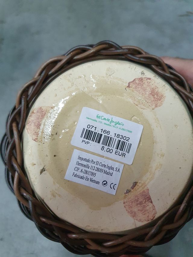 4 Macetas tipo ratan o Cestas Mimbre en Cerámica