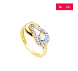 Anillo Nudo Oro ley 18Klt con Circonitas cubicas