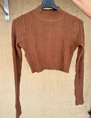 Maglia crop top marrone