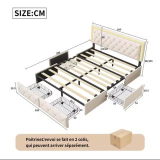 Cama Matrimonial Moderna con Almacenamiento