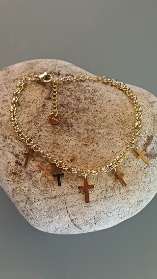 Pulsera Faith Acero Dorado Cruces