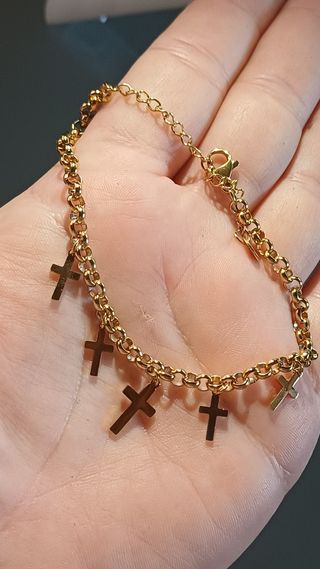 Pulsera Faith Acero Dorado Cruces