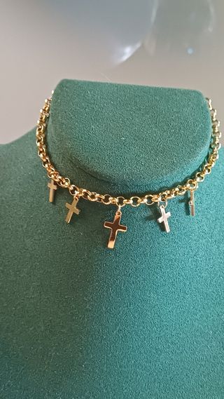 Pulsera Faith Acero Dorado Cruces