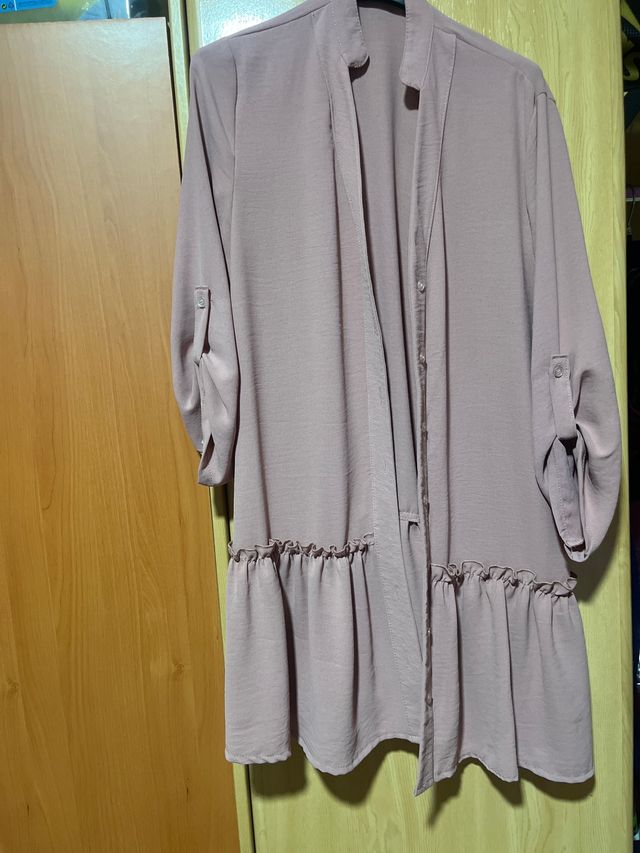 Vestido rosa con volantes talla única