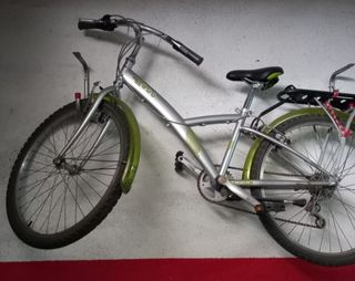 Bicicleta de montaña plateada