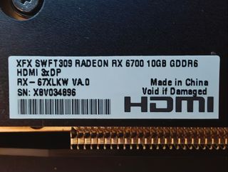 XFX Radeon RX 6700 10GB VRAM Tarjeta Gráfica
