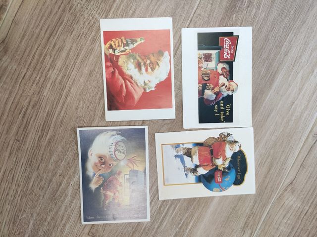 4 Postales Coca-Cola Santa Claus 90s
