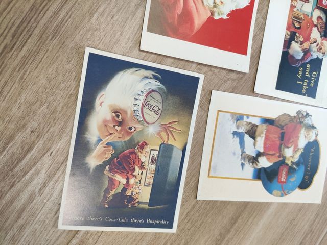 4 Postales Coca-Cola Santa Claus 90s