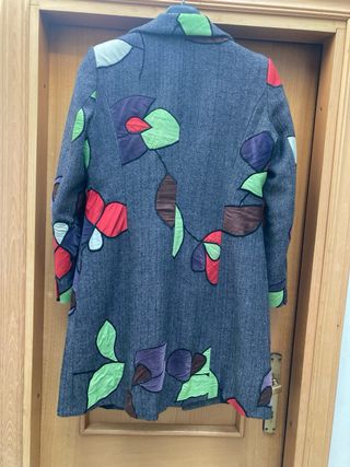 Cappotto 100% lana grigio floreale