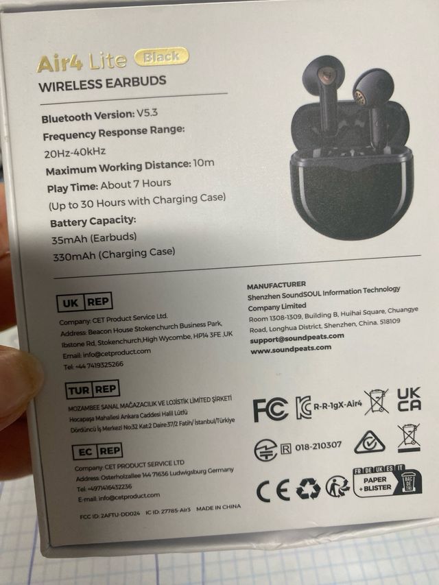 Auriculares SoundPEATS Air4 Lite Negros