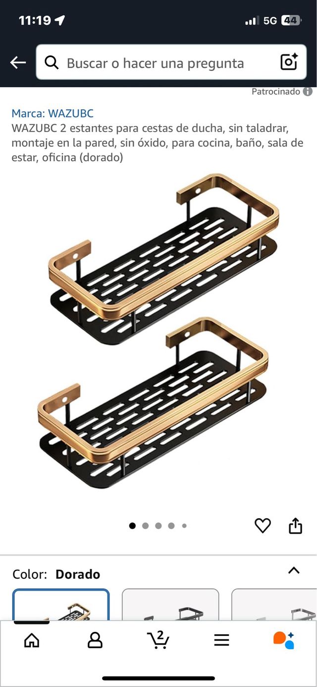 Estante Ducha Dorado Metal. Ref. 81