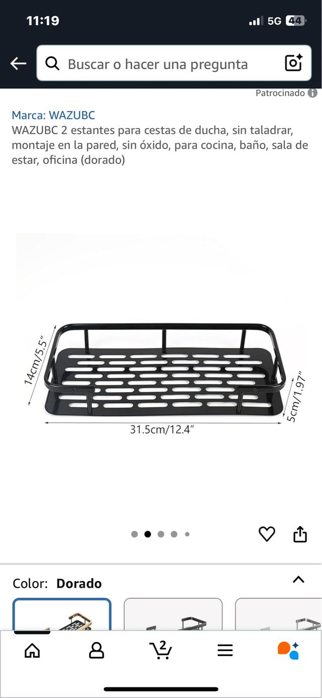 Estante Ducha Dorado Metal. Ref. 81