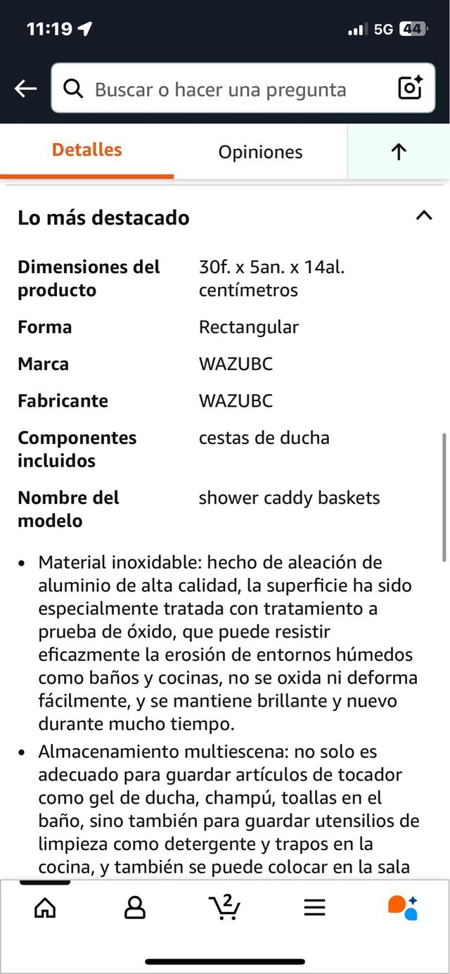 Estante Ducha Dorado Metal. Ref. 81