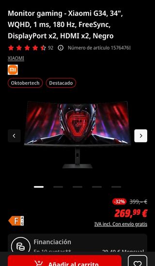 Monitor Xiaomi G34 WQHD