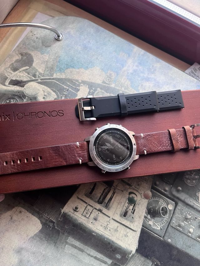 Garmin Fenix Chronos con correa de cuero + silicon
