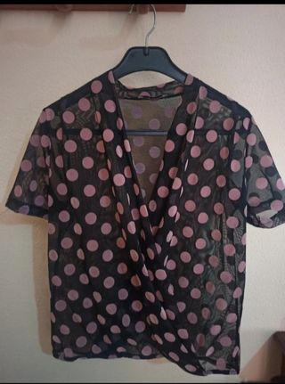 Blusa Zara Tul Lunares Talla S