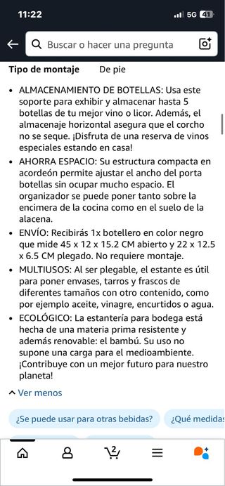 Botellero Plegable Negro. Ref. 75