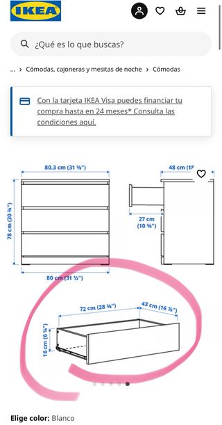 Cajón Malm IKEA Blanco