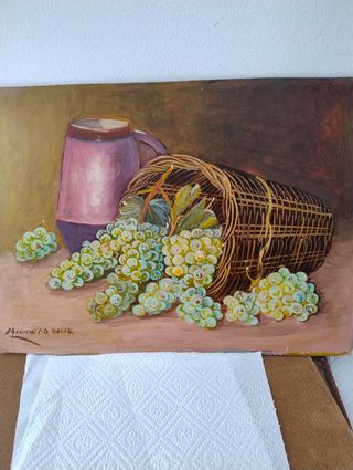 Pintura al óleo de uvas blancas