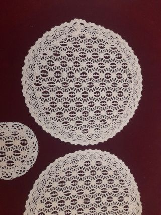 Set di 3 tappeti rotondi in tessuto